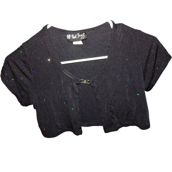 All that Jazz Other - ALL THAT JAZZ girls medium 7/8 stretchy black rhinestone pullover t-shirt cover
